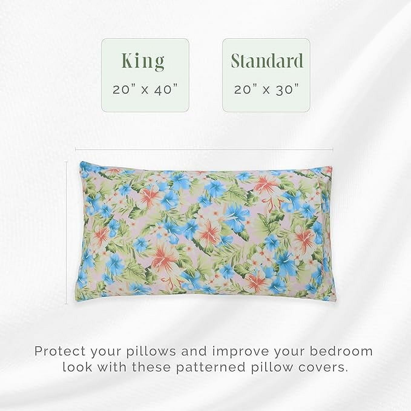 Elegant Comfort Set of 2 Ultra Soft Floral Pint Pillowcases - 1500 Hotel Quality Microfiber, Smooth Envelope Closure - Standard/Queen, Magnolia