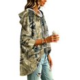 thumbnail image 4 of Womens Casual Drawstring Hoodie 3/4 Sleeve All Over Leaf Print Relax Fit Lightweight Blouse For Weekend Gathering, 4 of 7