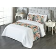 thumbnail image 3 of Flowers Vintage Bed Runner Set, Spring Colors Watercolor Design Floral Boho with Leafy Pattern, Decorative Bedding Scarf & 2 Pillow Shams for Hotels Homes, King, Coral Mint Green Teal, by Ambesonne, 3 of 3