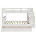thumbnail image 3 of Newest Full over Full Bunk Bed with Storage Staircase & Drawer, Classic Solid Wood Frame with Guardrail, White, 3 of 11
