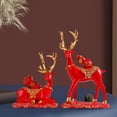 thumbnail image 4 of Figuras de reno modernas Decoración Elk Escultura Centro de mesa Regalo de piezas Estatuas de ciervos de resina para oficina, estante, es Rojo BLESIY Estatua de escultura de ciervo, 4 of 8