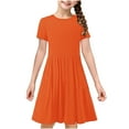thumbnail image 6 of Gamivast Girls Dress Basic Short Sleeve A Line Flowy Dress Casual Fashion Solid Casual School Party Dress for Teens Orange 4T Vestidos De Verano Para Niña, 6 of 8
