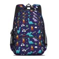 thumbnail image 2 of Dark Blue Dinosaur Volcano Pattern Cute School Backpack Bag with Padded Back and Adjustable Shoulder Straps 16.9 X 12.6 X 5.9 Inches, 2 of 5