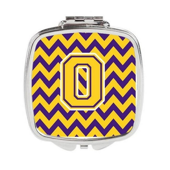 Letter O Chevron Purple & Gold Compact Mirror