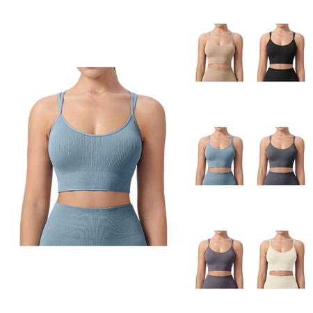 Womens Sports Bras Gym Bra Women s Sexy Large Size Integrated High Strength Shockproof Yoga Running Sports Bra Halter Longline Wireless Seamless Padded Backless Bralette with Adjustable Strap