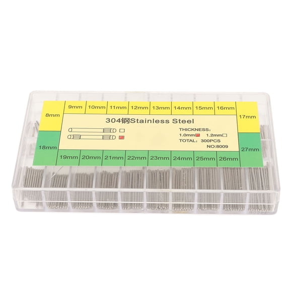 Pasador De Enlace De Correa De Reloj, 8-27 Mm, 300 Piezas Pasador De Pulsera De Reloj De Doble Extremo, 1,0 Mm De Grosor Con Caja De Plástico Transparente Para Reparación De