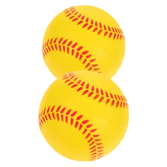OUNONA 2Pcs Yellow Pu Sponge Baseballs For Children Training Indoor Use