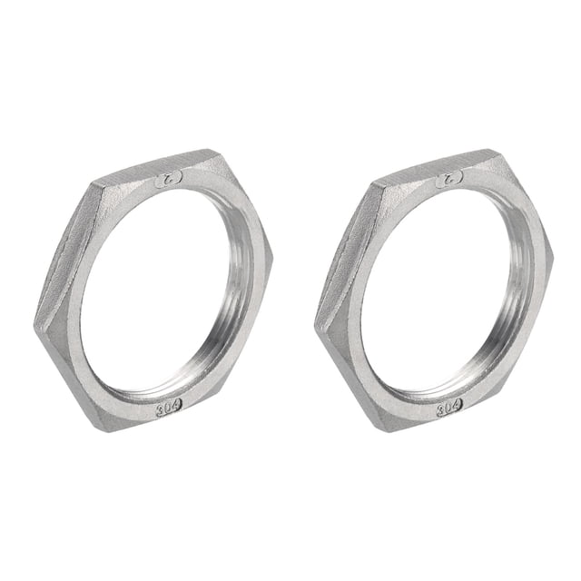 2 Pcs Cast Pipe Fitting Hex Locknut, 304 Stainless Steel Hex Lock Nut 2" Female Thread (DN50)