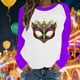 thumbnail image 1 of Xuyuer Mardi Gras Shirts for Women Shirt Funny Mask Graphic Tee Carnival Long Sleeve Shirt V Neck Top, 1 of 6