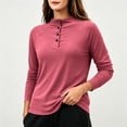 thumbnail image 5 of Ke1Clo Womens High Neck Pullover Casual Long Sleeve Solid Color Slim Fit Knit Tops Button Down Stretchy Fall Winter Travel Tunic Tshirt Red L, 5 of 7