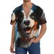thumbnail image 1 of Balery Playful Smile Cute Dog Camisa Casual de Manga Corta con Botones para Hombre, Texturizada, Estilo Cubano, para Playa, Verano-Medium, 1 of 5