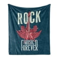 thumbnail image 1 of Rock and Roll Soft Flannel Fleece Throw Blanket, Poster Design of a Guitar 2 Microphones Wings, Cozy Plush for Indoor and Outdoor Use, 70" x 90", Teal Dark Coral, by Ambesonne, 1 of 5