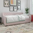 thumbnail image 3 of Novogratz Her Majesty Daybed and Trundle, Pink Linen, 3 of 16