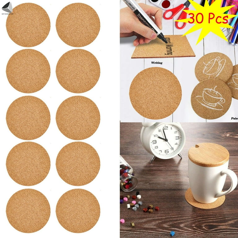 Sixtyshades 30 Pcs Self Adhesive Cork Board Tiles Natural Mini Backing  Sheets for Coasters and DIY Crafts (Round, Diameter 3.9 in) 