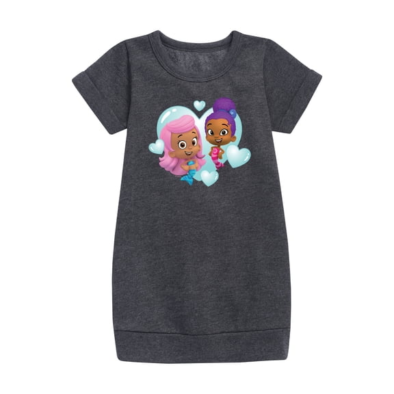 Bubble Guppies - Molly And Zooli Heart Bubble Heart - Toddler And Youth Girls Fleece Dress