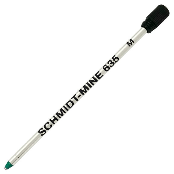 Schmidt 635 Mini D1 Ball Pen Refill with Plastic Refill Holder - Green Ink, Medium Tip - 1 Pack (Lamy M21, Cross 8518-4 and Swarovski Pen Compatible)