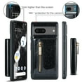 thumbnail image 2 of Allytech Google Pixel 7A Wallet Case Glitter, Google Pixel 7A Cover, Bling PU Leather Zipper Pocket Cards Holders Shockproof Protective Phone Case for Google Pixel 7A - Black, 2 of 10