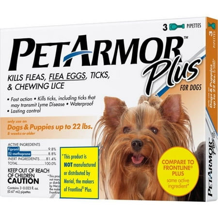 PetArmor Plus Flea & Tick Protection For Dogs Up To 22 Pounds, 3-month supply