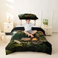 thumbnail image 2 of Metsweet Dino Green Letter A Twin Duvet Cover, Volcano Tyrannosaurus Rex Twin Bedding,Brown Orange,Black Reversible,2pcs,1 Duvet Cover and 1 Pillowcase, 2 of 6