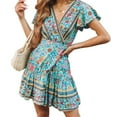 thumbnail image 3 of PENGXIANG Summer Women Boho Floral Wrap Dress Ladies Sundress, 3 of 5