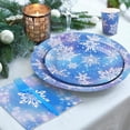 thumbnail image 5 of 144 Pieces Frozen Paper Plates and Napkins Dinnerware Set Winter Snowflake Party Tableware Supplies Includes Paper Plates Napkins Forks Serve 24 for Christmas Party Supplies, 5 of 7