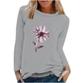 thumbnail image 2 of EQWLJWE Chemises à Manches Longues pour Femmes Boutonnées Mode T-Shirt Décontracté à Manches Longues Imprimé de Printemps pour Femmes Col Rond Hauts Vêtements d'Automne pour Femmes, 2 of 6
