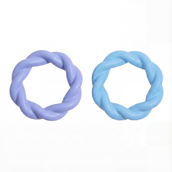 Oodles 2-Piece Durable Rubber Twisted Ring Dog Toy Variety pack, Purple and Blue, One Size