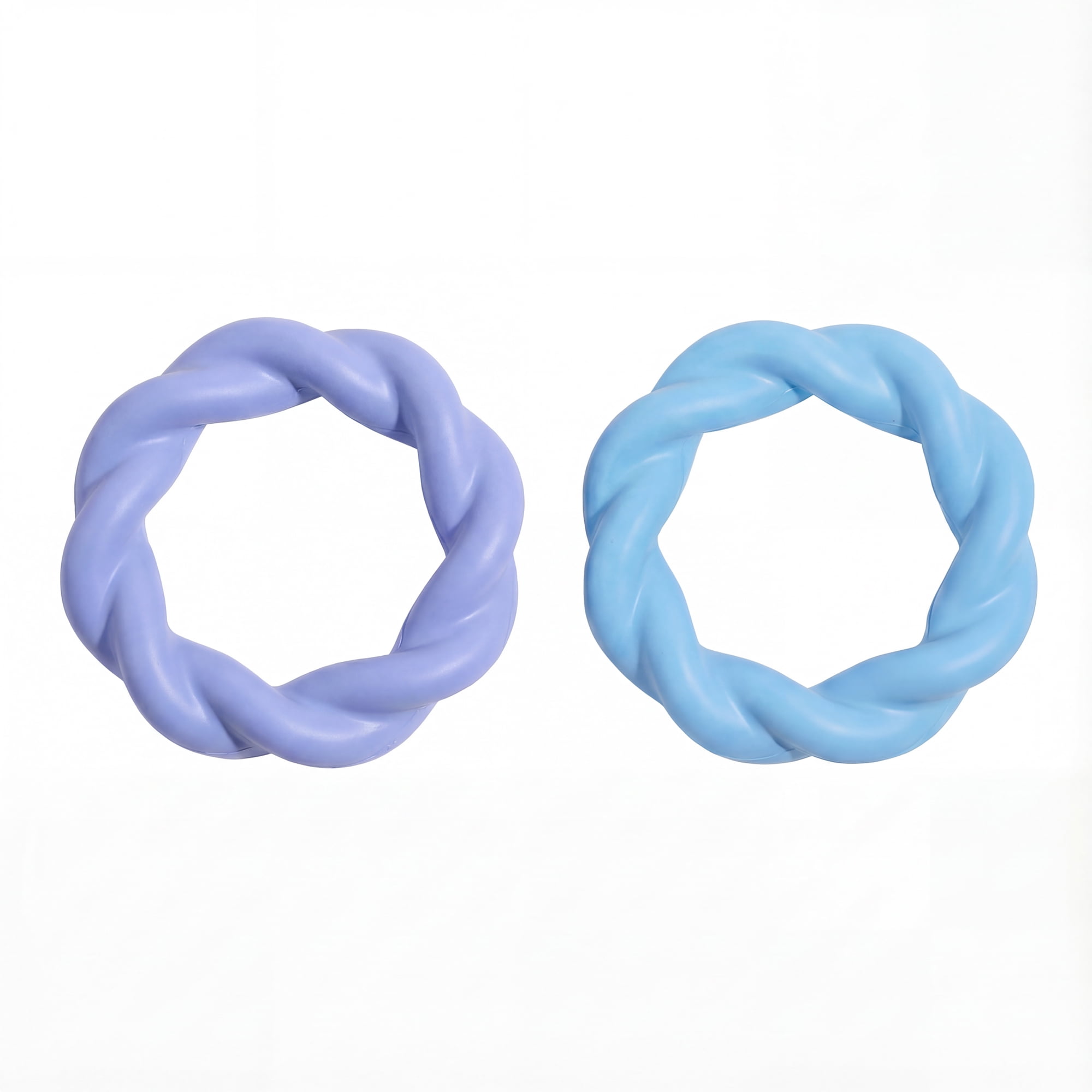 Oodles 2-Piece Durable Rubber Twisted Ring Dog Toy Variety pack, Purple and Blue, One Size