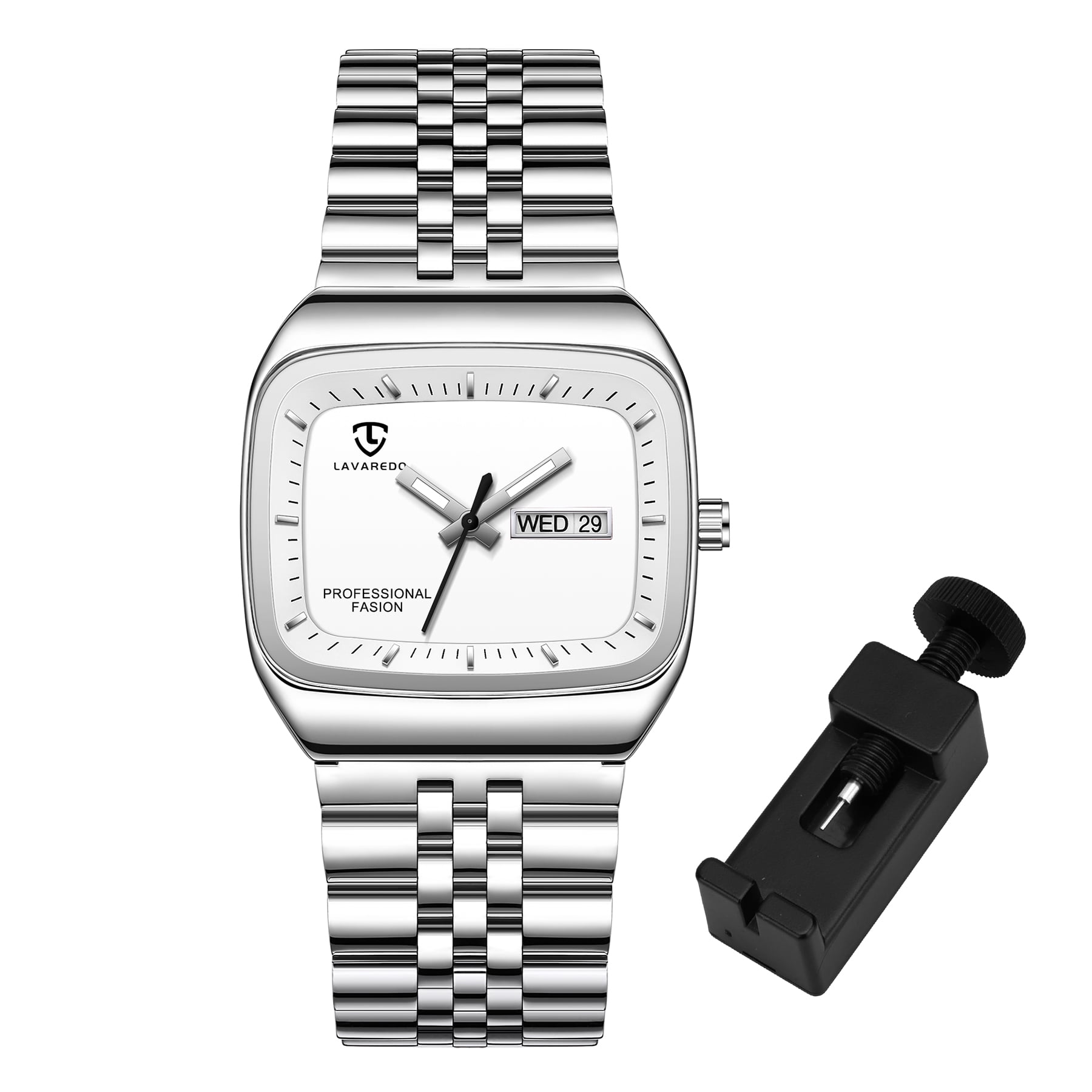 Watch for Men Luxury Casual Man Watches Waterproof Quartz Watch with Stainless Steel Strap,Rectangular Dial, Luminous Hands Birthday Gift for Men