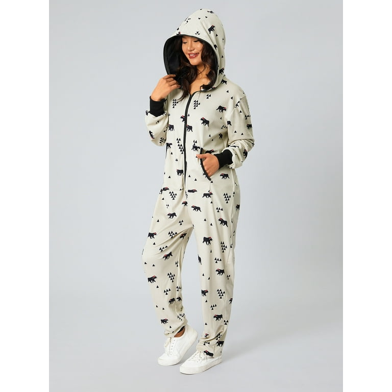 Licupiee Unisex Adult Couples One Piece Pajamas Cute Christmas Hooded Onesie Pjs Nightwear Women Men Jumpsuit Loungewear