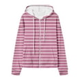 thumbnail image 4 of ShomPort Women Striped Hoodie Long Sleeve Zip up Jacket Drawstring Casual Fall Sweatshirt with Pocket, 4 of 6