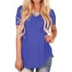 thumbnail image 3 of Camiseta Cuello en V Verano Top suelto Color sólido Manga corta Mujer Top, Azul, XL Monstrate AP002007-22, 3 of 5