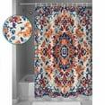 thumbnail image 3 of Extra Long Shower Curtain 72x96 Inch, Orange Blue Ethnic Shower Curtain Waterproof Bathroom Decor Boho Geometric Art Vintage Fabric Bath Curtain Set Accessories with Hooks, 3 of 6