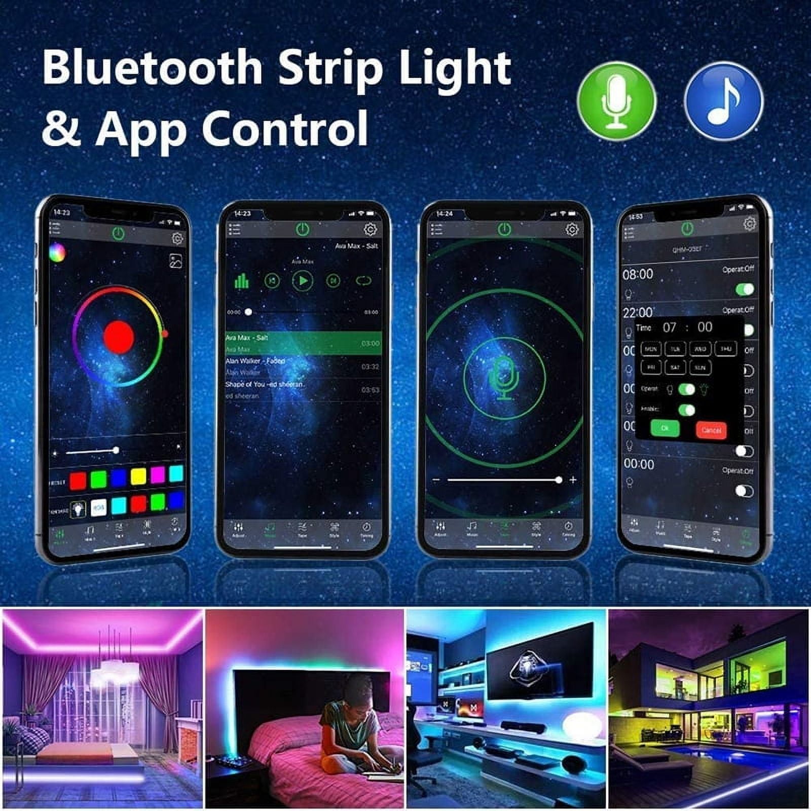 49.2ft LED Lights for Bedroom, RGB LED Strip Lights for Living Room, Party Decor with Dimmable Lighting, Bright Adjustable Colors, and 8 Lighting Modes, Adhesive Backing