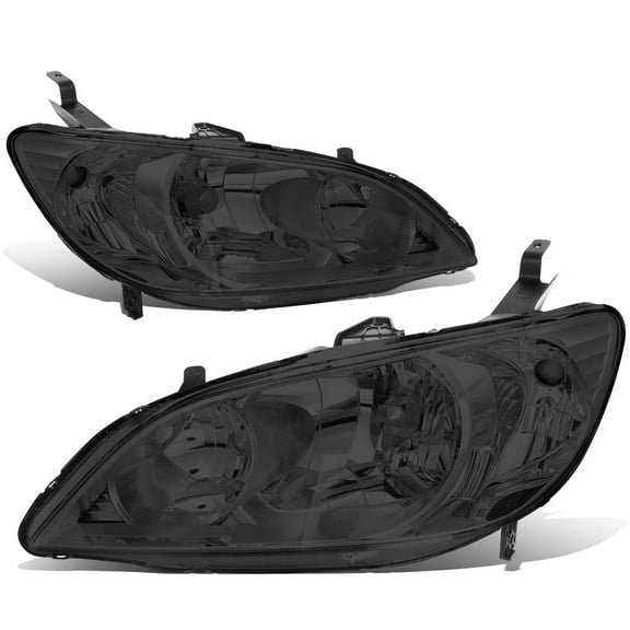DNA Motoring for 04-05 Honda Civic Sedan Coupe Smoked Housing Clear Corner Headlight Headlamp