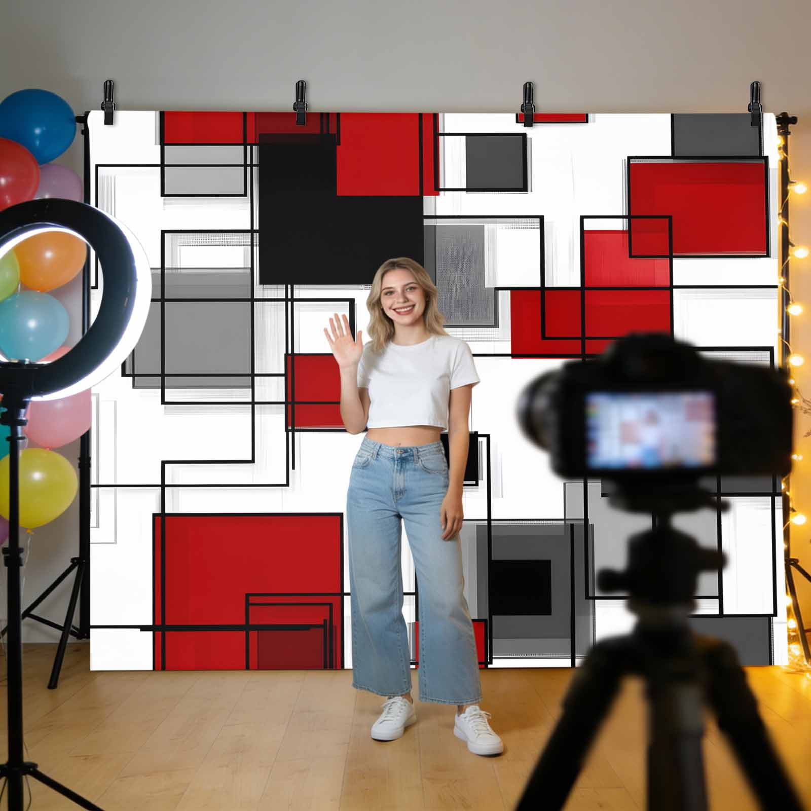 Space Design Sense Backdrop for Photography, Abstract Irregular Grey Line Stitching Photo Backdrop Portrait Background Party Banner Photo Backgrounds for Studio Booth Props, 7x5ft