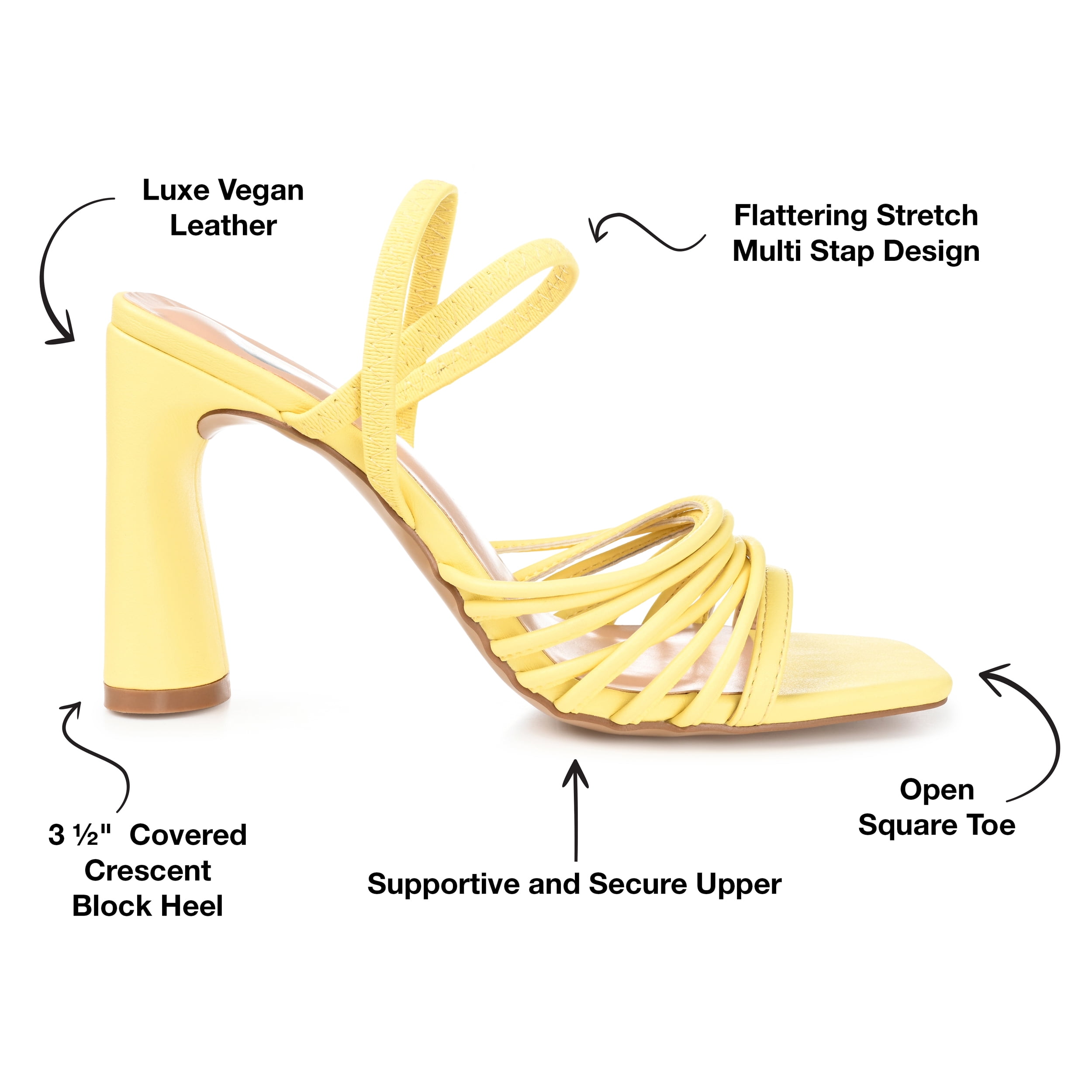 Journee Womens Hera Open Square Toe High Block Heel Sandals