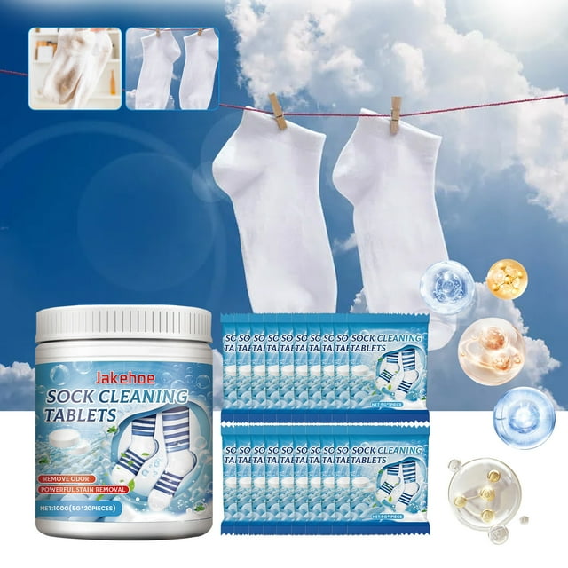 Pastillas limpiadoras para calcetines para eliminar manchas y desodorizar: mantén tu calzado fresco y perfumado con pastillas de lavandería con aroma a limón para remojo y lavado a mano.