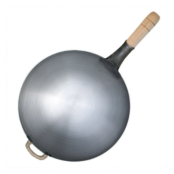 Kuyiluo Frying Pan 1Pc Stainless Steel Single Handle Wok Practical Wok Kitchen Utensil (Grey)