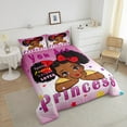 thumbnail image 4 of Erosebridal Black Little Full Bedding Sets American African Princess Comforter Set Cute Reversible Colorful Stars Down Comforter Kawaii Magical Bed Set Pink Black Room Decor, 4 of 6