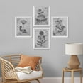 thumbnail image 3 of PixonSign Framed Wall Art Black Botanical Flower Abstract Prints, Set of 4 Nature Wildernes Paintings, Farmhouse Rustic Wall Décor, Adhesive Canvas Poster for Home Decor - 12"x16" White, 3 of 5