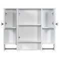 thumbnail image 7 of DEALTOPS Stylish Wall Mounted Bathroom Mirror Cabinet with Open Shelves and Towel Racks, White, 7 of 7