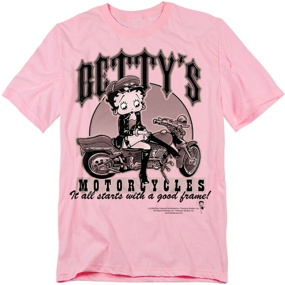 Betty Boop T-Shirt Bettys Motorcycles Unisex Graphic Tee For Men & Women Pink 