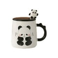 Cute Panda Mug Gifts Cup Panda Coffe Mugs with Lid & Spoon Panda Print