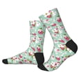 thumbnail image 2 of Xecao Bunny And Rose Print Crew Socks for Men and Women, Men's Soft Moisture-wicking Sock, 2 of 7