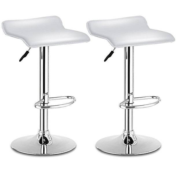 Costway Bar Stool with Adjustable Height & 360Degree Swivel, White
