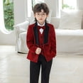 thumbnail image 4 of Loopsun Boys Suit Blazer, Boys Solid Sequin Formal Performance Vests Outerwear Red, 4-5 Years, 4 of 4