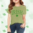 thumbnail image 2 of XIMIN Girls Boys Vintage "IRISH" Letter & Clover Kids' Short-Sleeve Crew Neck T-Shirt - Soft Emerald Green St. Patrick's Day Irish Heritage Top, 2 of 7