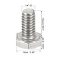 thumbnail image 2 of 1/4-20 x 1/2" 304 Stainless Steel Hex Head Screw Bolts 5pcs, 2 of 3