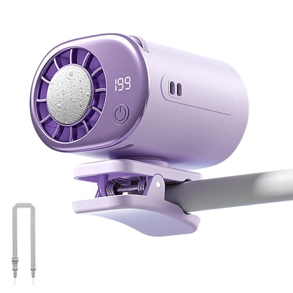 Semiconductor Ice-Cooling Clip Fan with 199-Speed Control, Robust Portable Waist & Umbrella Fan with Digital Display, Resilient USB Rechargeable Mini Cooling Fan, Sturdy 6-in-1 Design